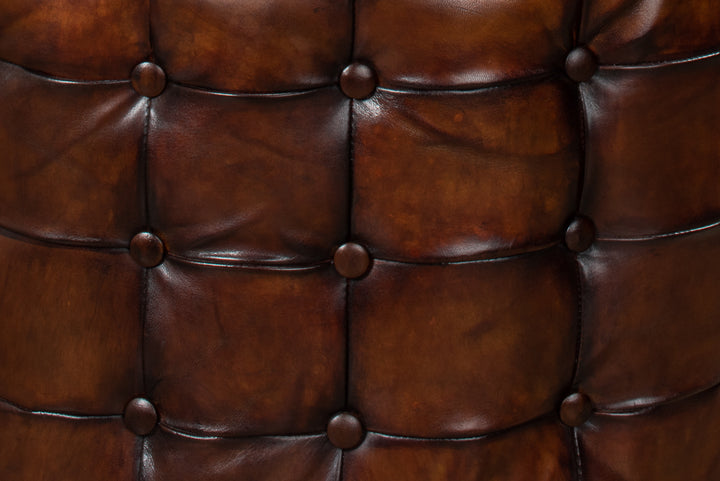 American Home Furniture | Sarreid - Leather Tufted Ottoman