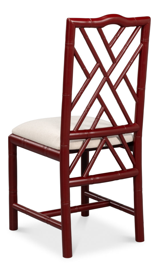 American Home Furniture | Sarreid - Brighton Bamboo Side Chair - Burgundy - Set of 2