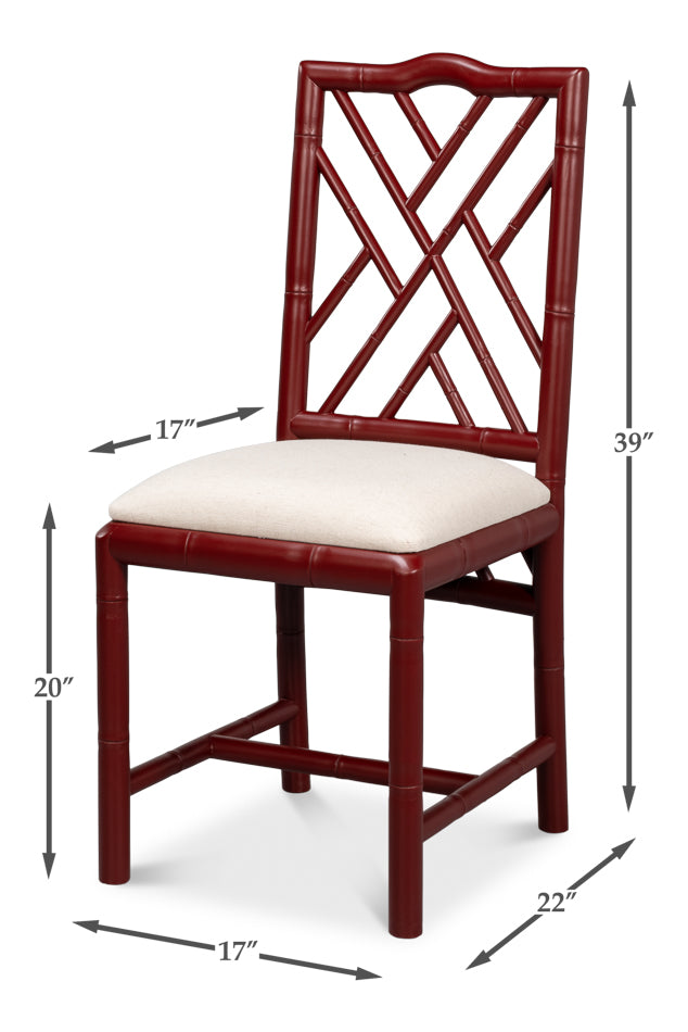 American Home Furniture | Sarreid - Brighton Bamboo Side Chair - Burgundy - Set of 2