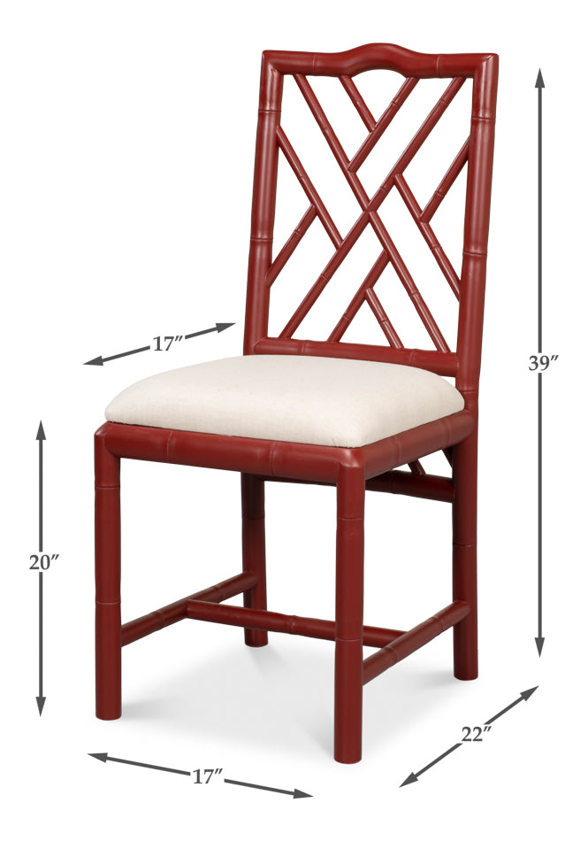 American Home Furniture | Sarreid - Brighton Bamboo Side Chair - Red - Set of 2