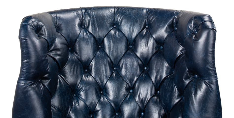 American Home Furniture | Sarreid - Welsh Blue Leather Chair