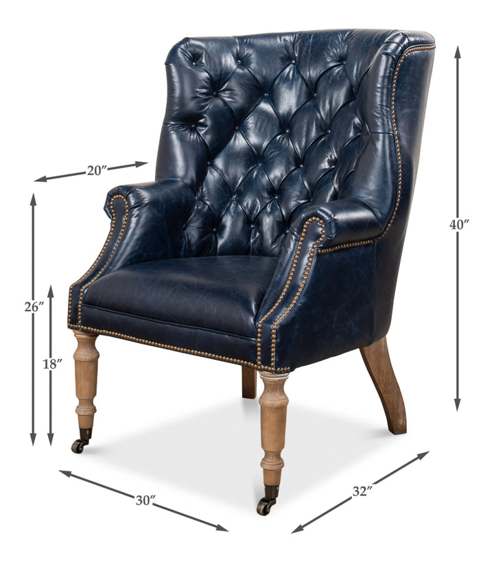 American Home Furniture | Sarreid - Welsh Blue Leather Chair