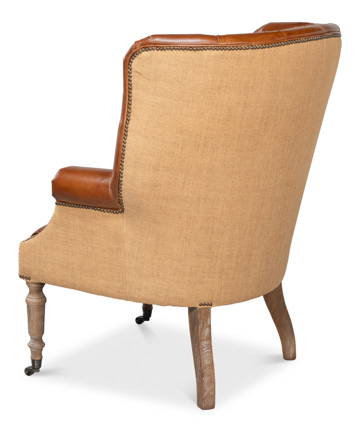 American Home Furniture | Sarreid - Welsh Leather & Jute Chair