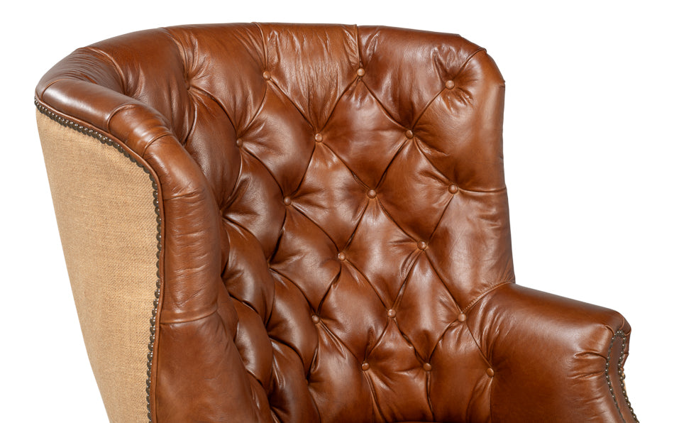 American Home Furniture | Sarreid - Welsh Leather & Jute Chair