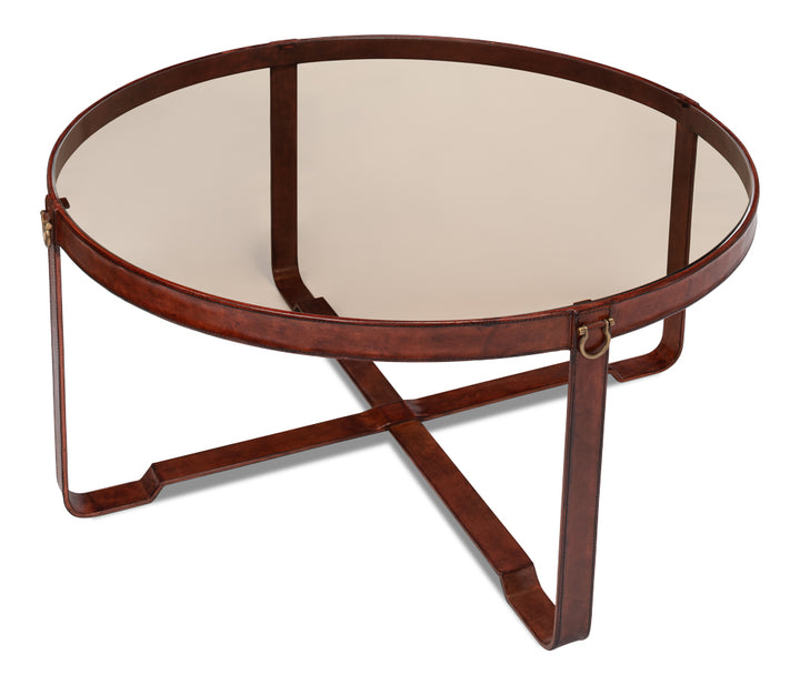 American Home Furniture | Sarreid - Harness Round Coffee Table