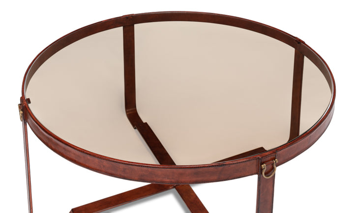 American Home Furniture | Sarreid - Harness Round Coffee Table