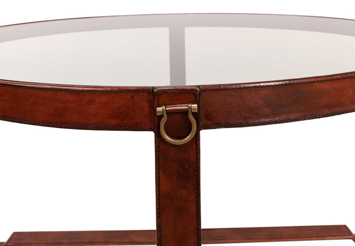 American Home Furniture | Sarreid - Harness Round Coffee Table