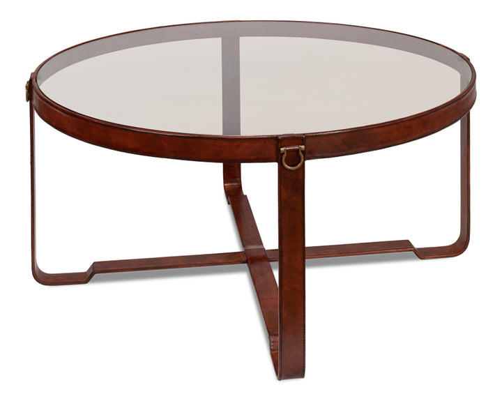 American Home Furniture | Sarreid - Harness Round Coffee Table