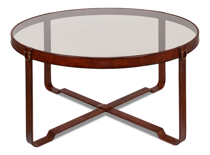 American Home Furniture | Sarreid - Harness Round Coffee Table