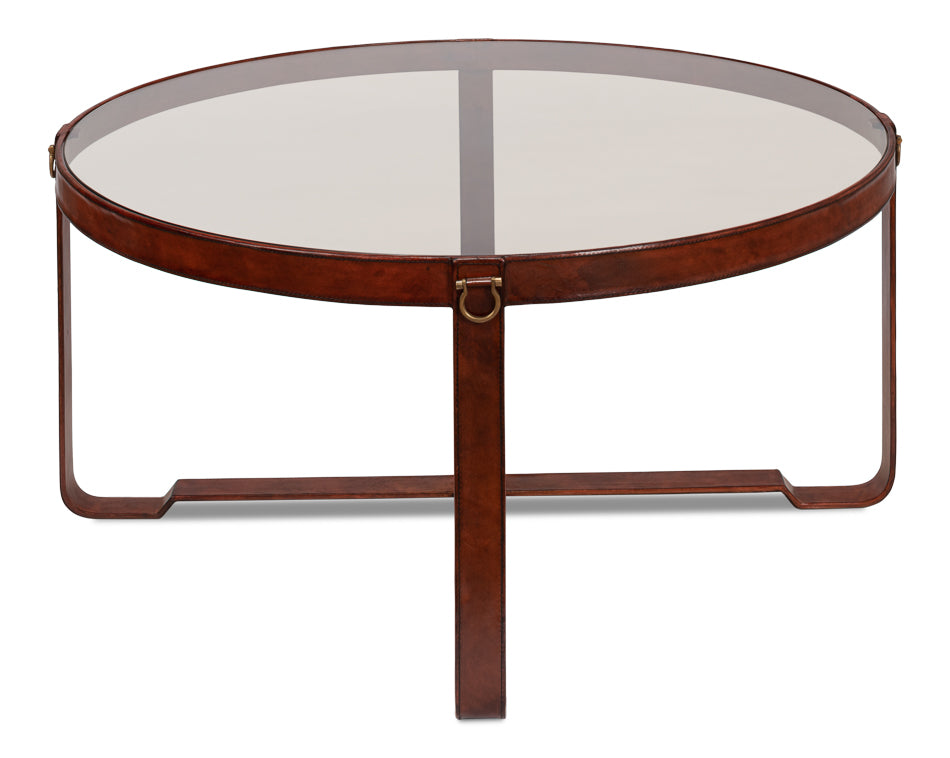 American Home Furniture | Sarreid - Harness Round Coffee Table