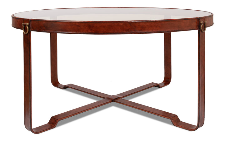 American Home Furniture | Sarreid - Harness Round Coffee Table