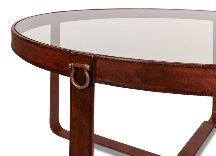 American Home Furniture | Sarreid - Harness Round Coffee Table