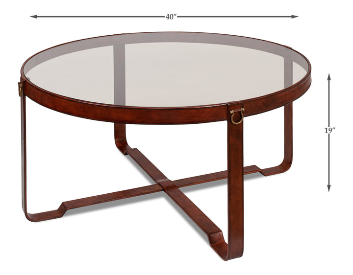 American Home Furniture | Sarreid - Harness Round Coffee Table