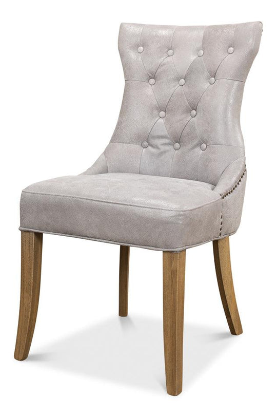 Sarreid Sophie Side Chair Gray Leather - Set of 2 DINING CHAIRS