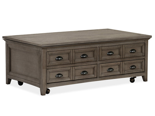 Paxton Place Dovetail Grey Lift Top Storage Cocktail Table With Casters - T4805-50
