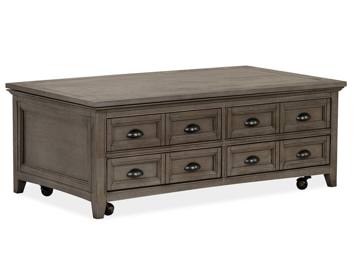 Paxton Place Dovetail Grey Lift Top Storage Cocktail Table With Casters - T4805-50