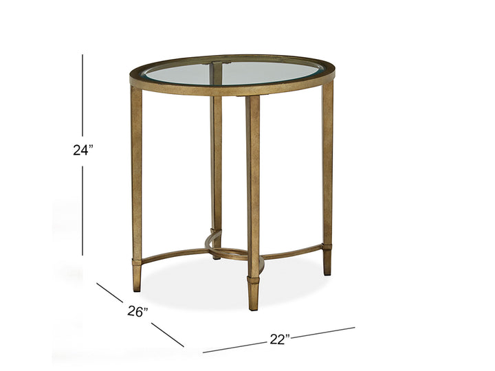 Copia Antiqued Silver With Gold Tint Oval End Table - T2114-07