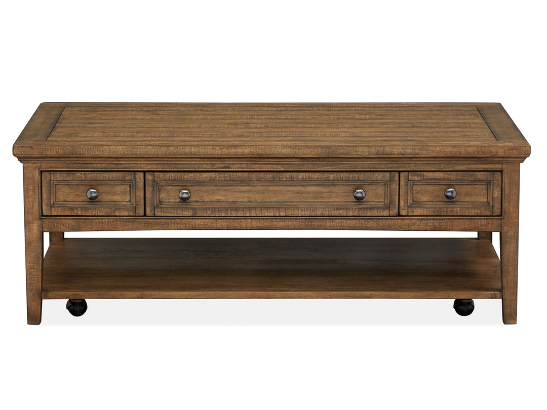 Bay Creek Toasted Nutmeg Rectangular Cocktail Table With Casters - T4398-43