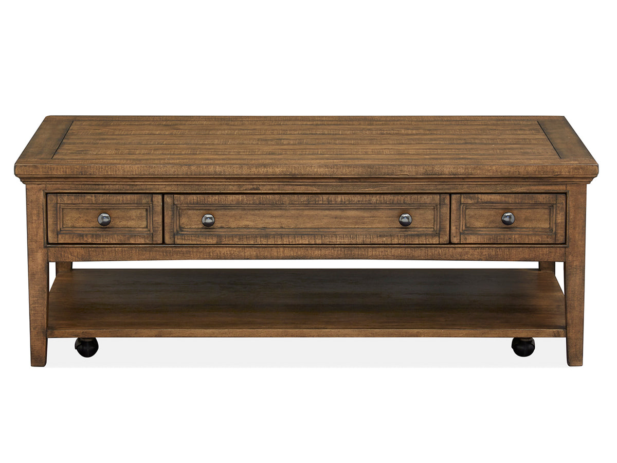 Bay Creek Toasted Nutmeg Rectangular Cocktail Table With Casters - T4398-43