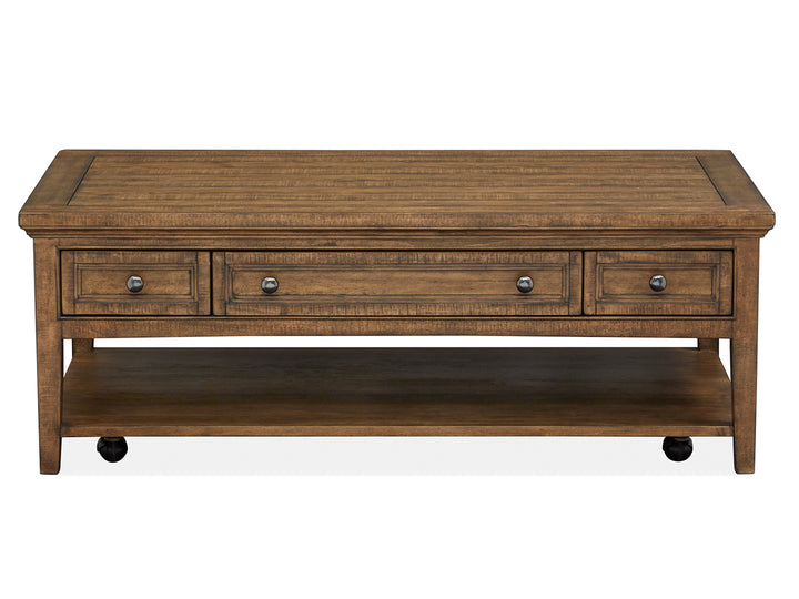 Bay Creek Toasted Nutmeg Rectangular Cocktail Table With Casters - T4398-43