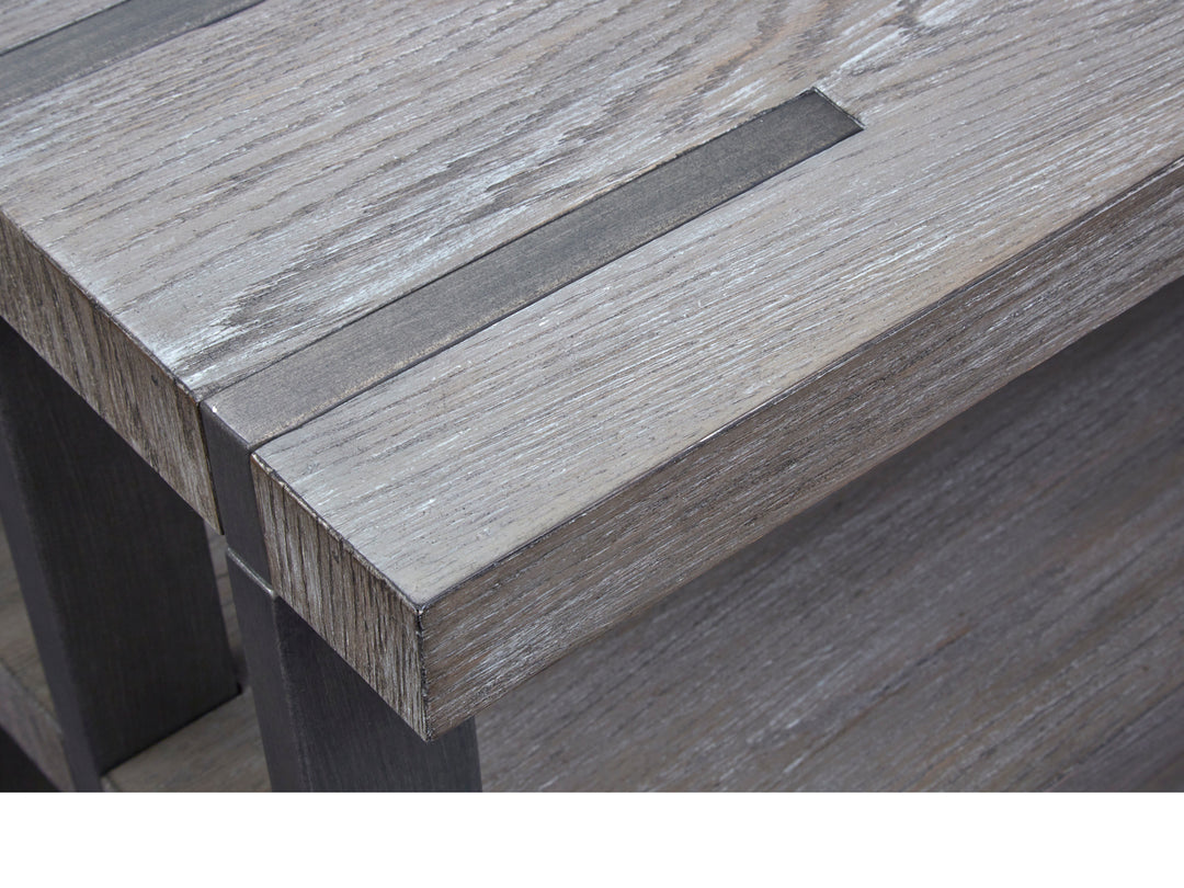 Eldridge Weathered Gravel And Satin Bronze Rectangular Sofa Table - T4917-73