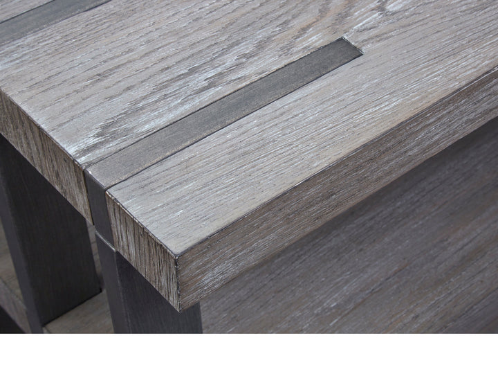 Eldridge Weathered Gravel And Satin Bronze Rectangular Sofa Table - T4917-73