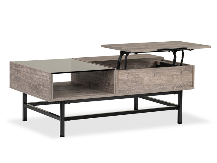 Fenwick Whitetail Brown And Smoke Glass Rectangular Lift Top Cocktail Table - T5962-51