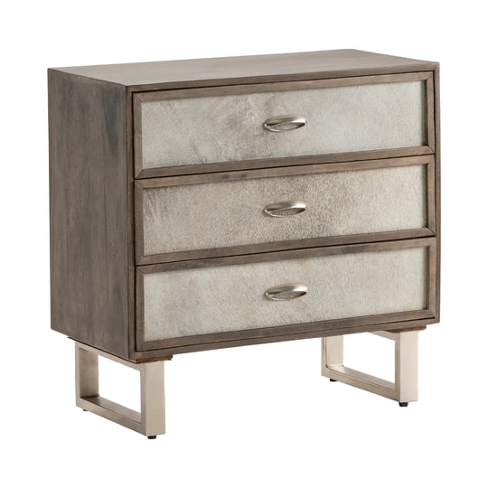 Crestview Collection Three-Drawer Chest With Hair-On-Hide Fronts NIGHTSTANDS