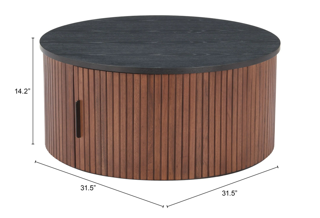 Nejaus Coffee Table Black & Walnut - AmericanHomeFurniture