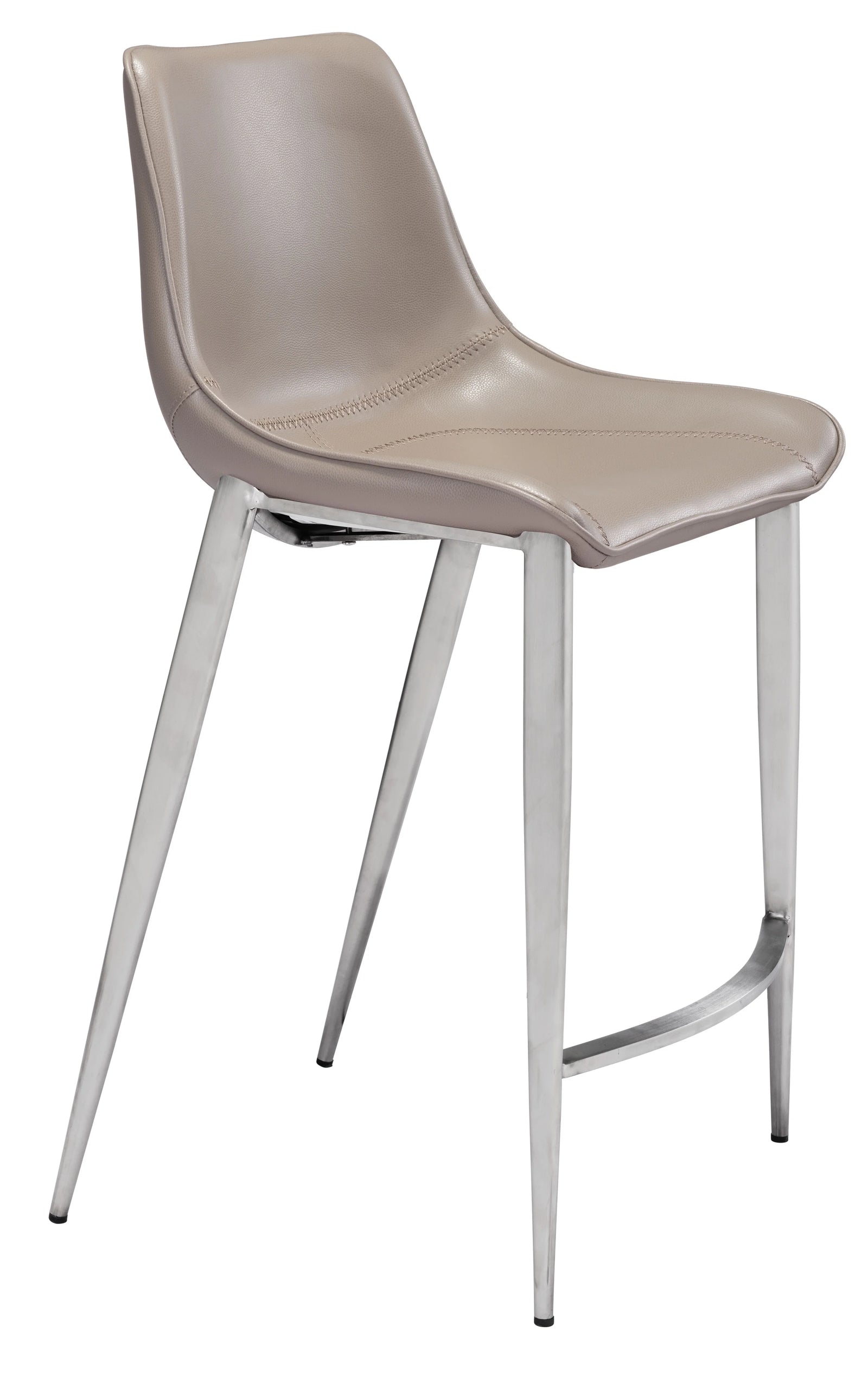 Zuo Magnus Counter Stool (Set of 2) Brown & Silver BAR STOOLS + COUNTER STOOLS