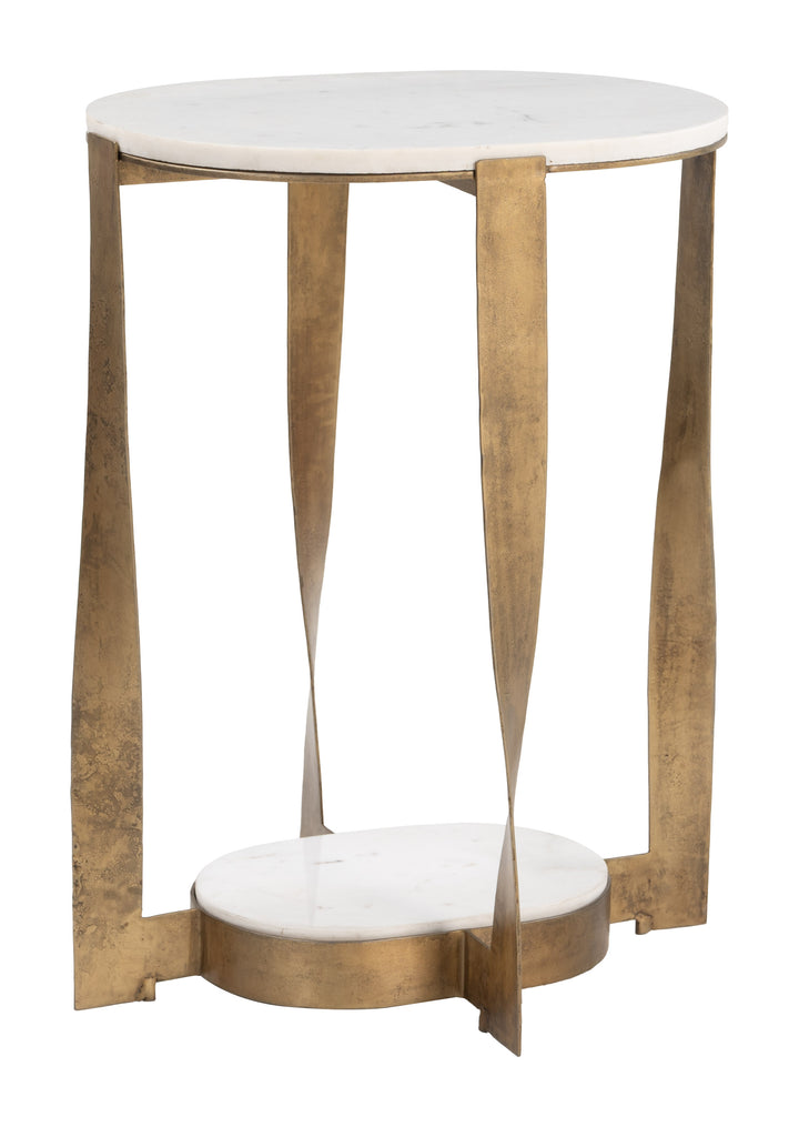 Orion Accent Table White & Brass - 110978