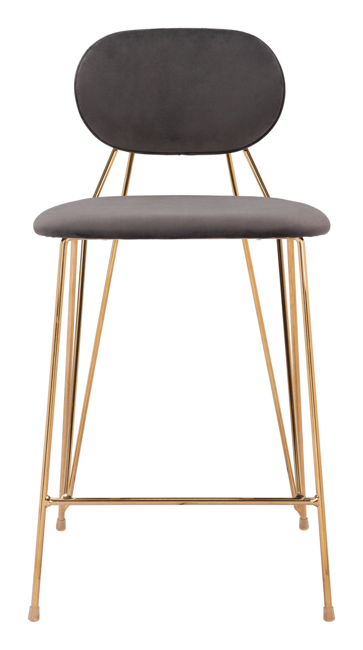 Georges Counter Stool (Set of 2) Gray & Gold - AmericanHomeFurniture