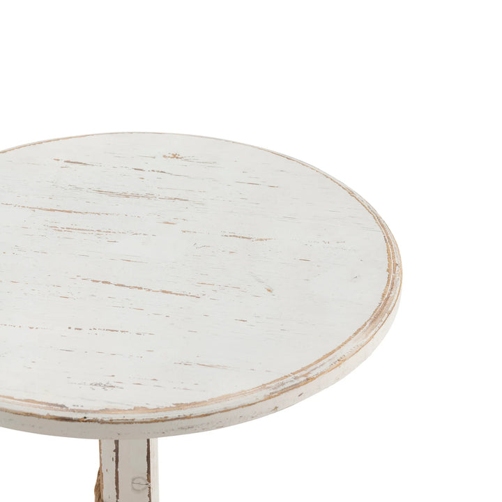 White Anchor Pedestal Accent Table - AmericanHomeFurniture
