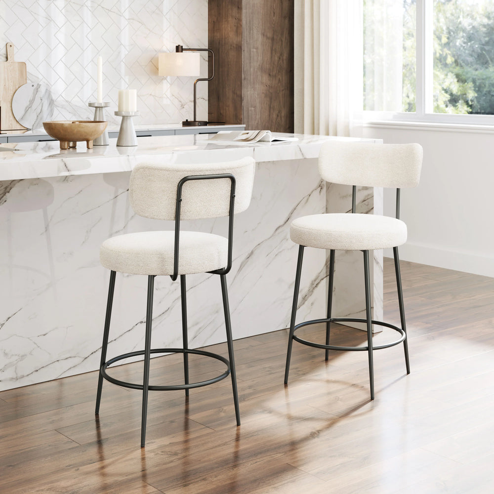 Blanca Counter Stool (Set of 2) Ivory - AmericanHomeFurniture
