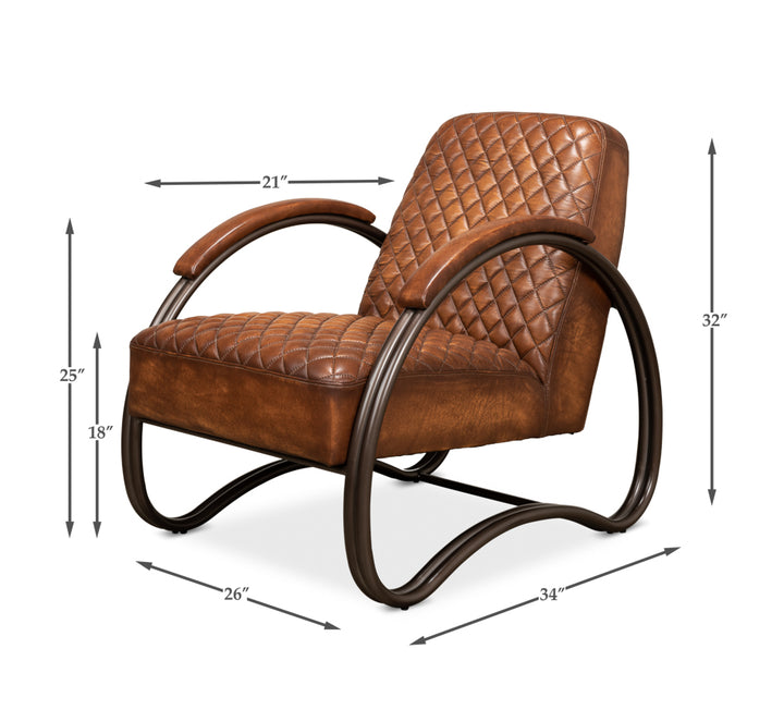 American Home Furniture | Sarreid - Montmartre Chair - Carter Brown Leather