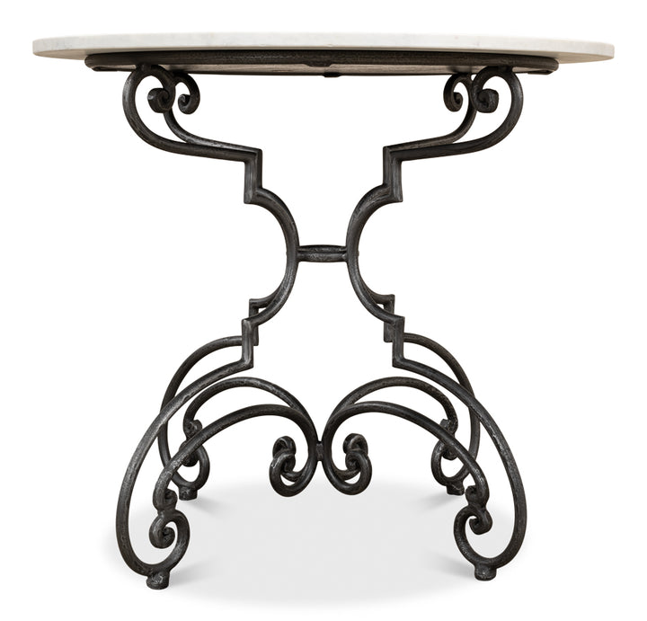 American Home Furniture | Sarreid - The French Iron And Marble Table