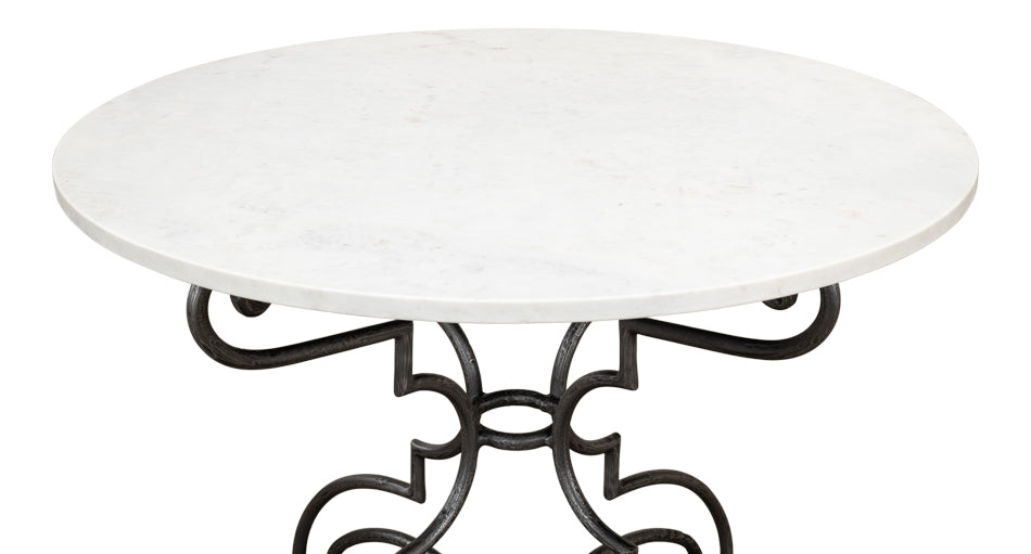 American Home Furniture | Sarreid - The French Iron And Marble Table