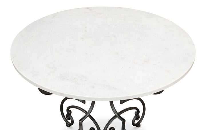 American Home Furniture | Sarreid - The French Iron And Marble Table