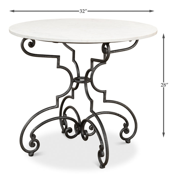 American Home Furniture | Sarreid - The French Iron And Marble Table