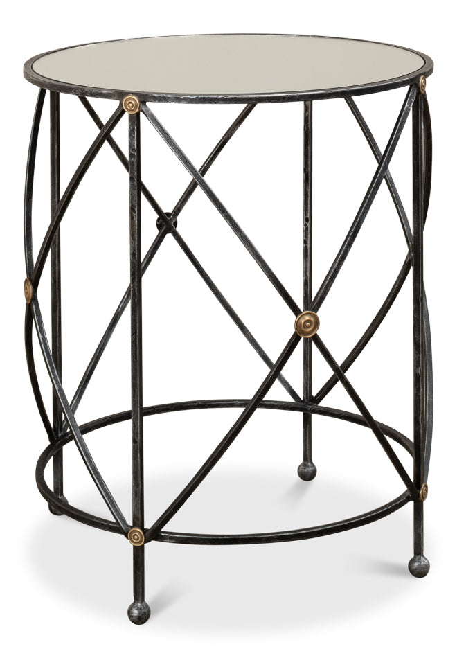 American Home Furniture | Sarreid - Drum & Fife Lamp Table W/Mirror Glass Tp