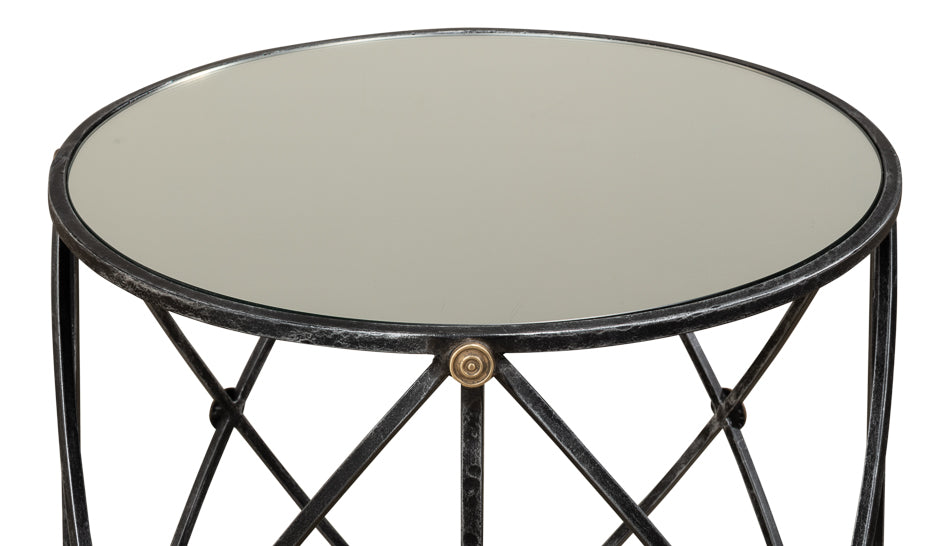 American Home Furniture | Sarreid - Drum & Fife Lamp Table W/Mirror Glass Tp