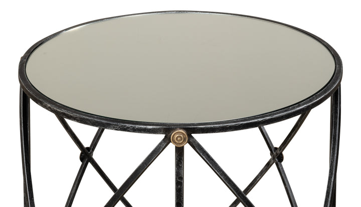 American Home Furniture | Sarreid - Drum & Fife Lamp Table W/Mirror Glass Tp