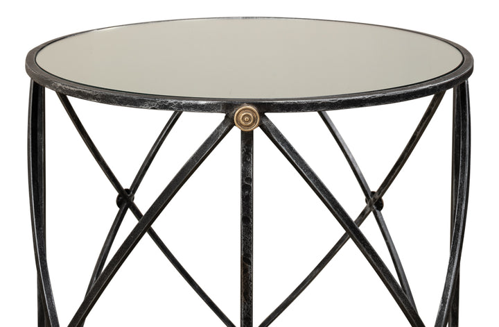 American Home Furniture | Sarreid - Drum & Fife Lamp Table W/Mirror Glass Tp