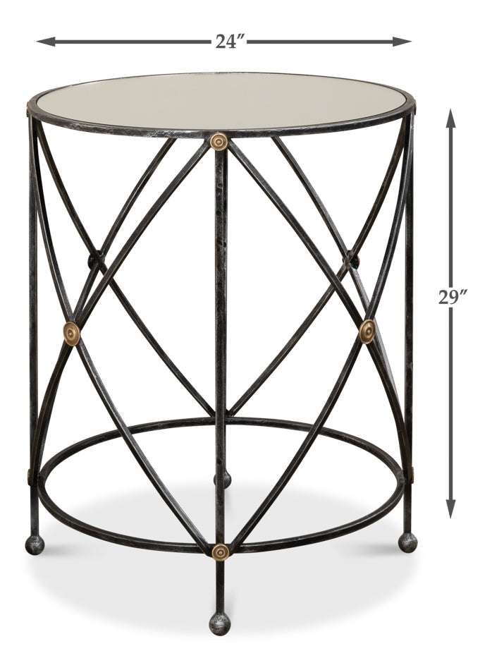 American Home Furniture | Sarreid - Drum & Fife Lamp Table W/Mirror Glass Tp