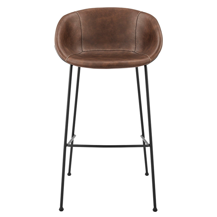 Zach-B Bar Stool with Leatherette and Matte Powder Coated Steel Frame and Legs - Set of 2