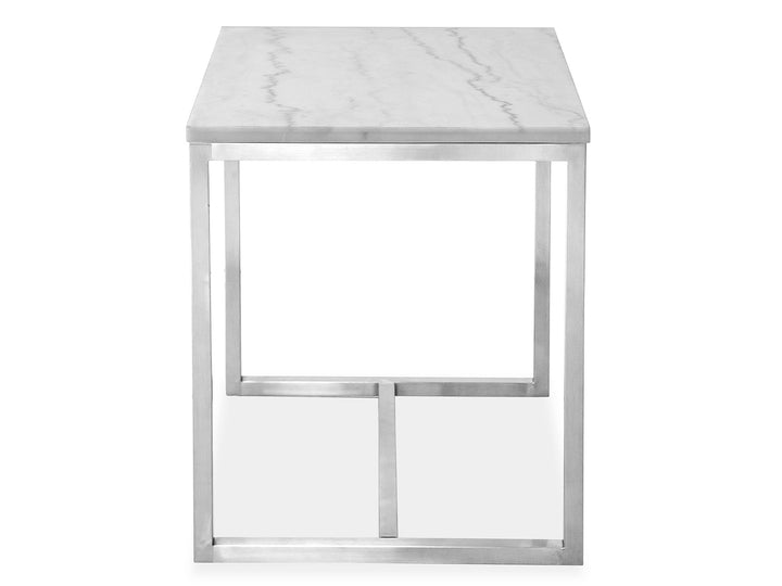 Esme White Marble And Brushed Nickel Rectangular End Table - T5763-03