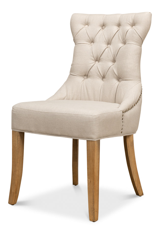 American Home Furniture | Sarreid - Sophie Side Chair - White Linen - Set of 2