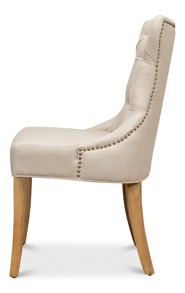 American Home Furniture | Sarreid - Sophie Side Chair - White Linen - Set of 2