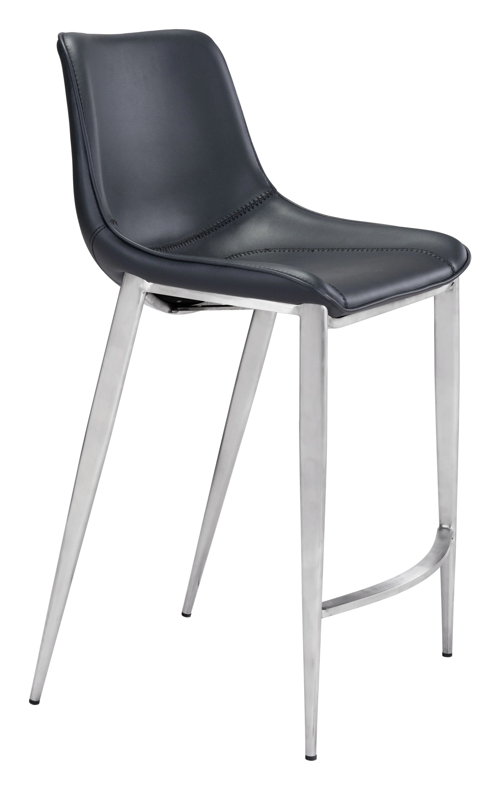 Zuo Magnus Counter Stool (Set of 2) Black & Silver BAR STOOLS + COUNTER STOOLS