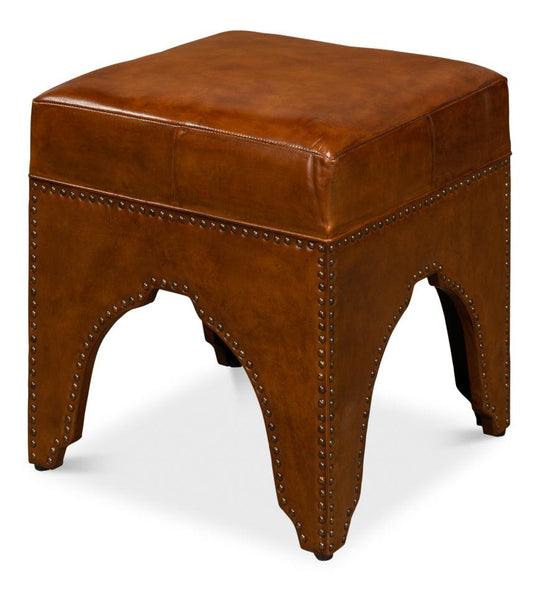 Sarreid Giuseppe Footstool - Light Brown OTTOMANS, POUFS, + STOOLS